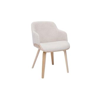 Miliboo Miliboo - Silla De Tela Chenille Beige Y Madera Clara Earl