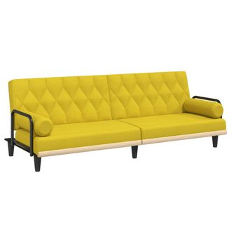 vidaXL Sof&aacute; Cama Con Reposabrazos Tela Amarillo Claro Vidaxl