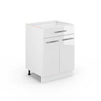 Vicco Mueble Bajo De Cocina Fame-line, Blanco Alto Brillo, 60 Cm Con Caj&oacute;n, Sin Encimera Vicco