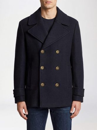 Balmain Double-Breasted Virgin Wool Blend Caban Coat with Classic Lapels
