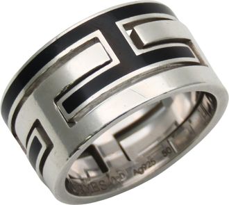 Herm&egrave;s Silver Black Silver 925 Band Ring (Pre-Owned)