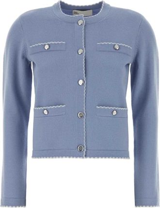 Tory Burch Kendra Cardigan - Dames - Vesten - Blauw - M - Wol - Truien & Vesten
