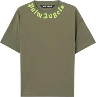 Palm Angels Green Crew Neck T-Shirts