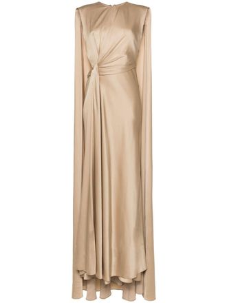 Gemy Maalouf Maxi-jurk met gedrapeerde cape - Goud