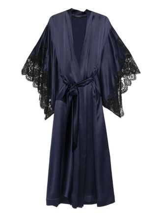 Carine Gilson lace-detail robe - Blue