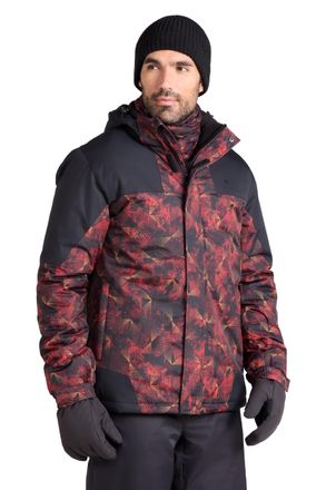 Mountain Warehouse Shadow Mens Printed Ski Jacket - Snowproof, Extra Warmth, Fleece Lined, Adjustable Hem, Cuff & Hood - Ideal Warm Clothing for Holidays Bright Orange M