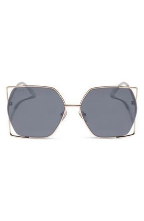 DIFF Eyewear 61mm Dawn Geometric Sunglasses in Gold Grey Silver Flash at Nordstrom Rack
