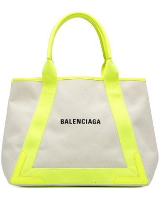Balenciaga 2020 Canvas Navy Cabas M tote bag - Brown