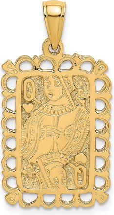 Diamond2Deal 14k Yellow Gold Queen of Hearts Playing Card Charm Pendant