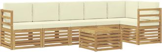 vidaXL Conjunto De Sof&aacute;s De Exterior 7 Uds. Blanco Y Crema Poli&eacute;ster Vidaxl