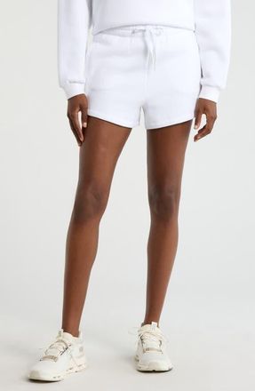 Lord & Taylor Luxe Fleece Sweat Shorts in Brilliant White at Nordstrom, Size X-Small
