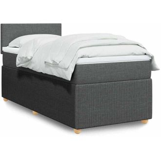 vidaXL Cama Box Spring Con Colch&oacute;n Tela Gris Oscuro 90x200 Cm Vidaxl