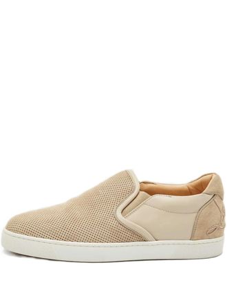 Christian Louboutin louis junior leather slip-ons - Neutrals