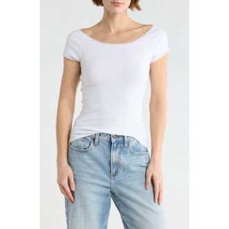 Abound Lace Trim T-Shirt in White at Nordstrom Rack, Size X-Small