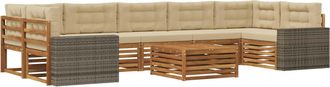 vidaXL Conjunto De Sof&aacute;s De Exterior 8 Uds. Natural Y Beige Vidaxl