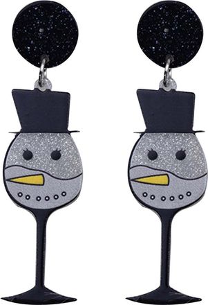 Generic Star Earrings Christmas Earrings Snowman Wine Glass Deer Wine Glass European And Christmas For Women Stainless Steel Jewellery For Women (A, One Size)