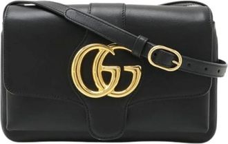 Gucci Pre-owned Cross Body Bags, female, Black, Size: ONE SIZE Pre-owned GG Marmont Leather Shoulder Bag