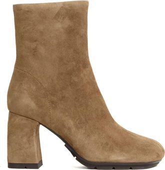Ash Su&egrave;de Enkelboot - Dames - Laarzen met Hak - Beige - 40 EU - Su&egrave;de - Schoenen