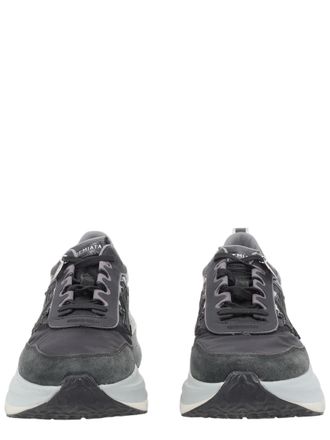 Premiata White Suede Fabric Overlay Chunky Sneakers