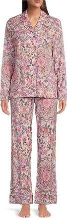 Johnny Was Aussie Long Sleeve Pajama Set In Pink Multi