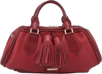 Burberry Hedwig Bowler Leather With Suede Red Leather Handbag (Pre-Owned)