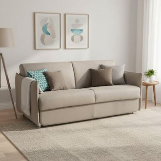 Dmora Sof&aacute; Cama 3 Plazas Gravere, Desenfundable, Con Almacenaje Made In Italy, Lavable, 200x95 Cm Gris Tortora