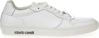 Roberto Cavalli Witte leren low-top sneakers - Dames - Sneakers - Wit - 36 EU - Leer - Schoenen