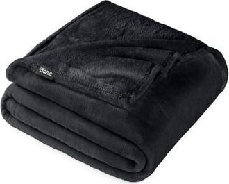 Bare Home Microplush Fleece Throw Blanket in Black at Nordstrom, Size Standard