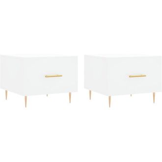 vidaXL Mesas de centro 2 uds madera de ingeniería blanco 50x50x40 cm vidaXL