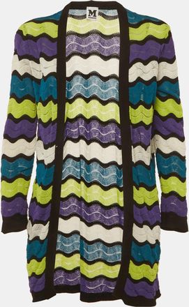 M Missoni Multicolor Chevron Knit Open Front Cardigan