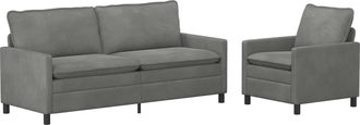 vidaXL Juego De Sof&aacute; 2 Uds. Gris Oscuro Terciopelo Vidaxl