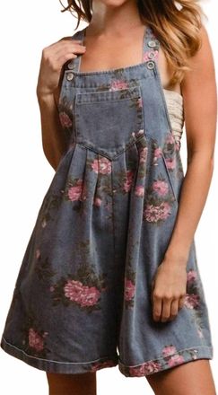 Bibi Vintage Rose Shortall Romper In Denim