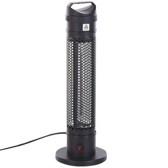 Beliani Beliani - Estufa El&eacute;ctrica De Metal Negro 1000 W Torre Calefacci&oacute;n Infrarroja Jard&iacute;n Exterior Krakatoa