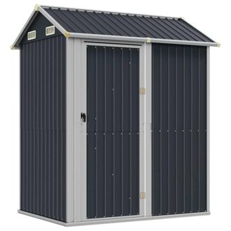 Berkfield Home Garden Shed Anthracite 192x152.5x237 cm Galvanised Steel in Dark Grey