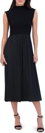 Vince Camuto Mixed Media Midi Dress in Black at Nordstrom Rack, Size Medium