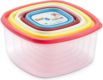 Trade Shop Trade Shop - Set Di 5 Contenitori Ermetici Per Alimenti Con Coperchio Quadrati Varie Misure