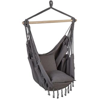 Beliani Beliani - Silla Colgante De Algod&oacute;n Poli&eacute;ster Gris Columpio Hamaca Boho Interior Exterior Bonea