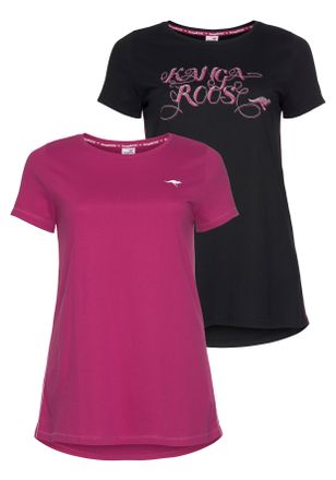 Kangaroos Longshirt KANGAROOS, Damen, Gr. 44/46, pink (fuchsia, schwarz), Jersey, Obermaterial: 60% Baumwolle, 40% Polyester, bedruckt, unifarben, figurumspiele