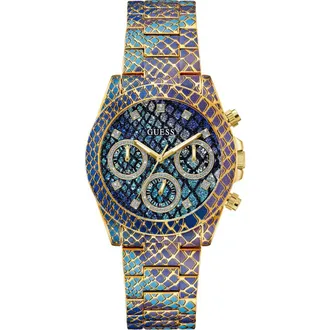 Guess Serpentina Python Pattern Bracelet Watch, 38mm in Multi at Nordstrom