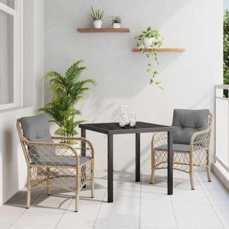 vidaXL Conjunto De Comedor De Jard&iacute;n Con Coj&iacute;n 3 Pcs Beige Polirat&aacute;n Vidaxl