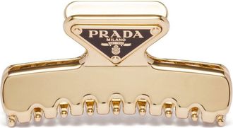 Prada triangle-logo hair clip - women - Metal - One Size - Gold