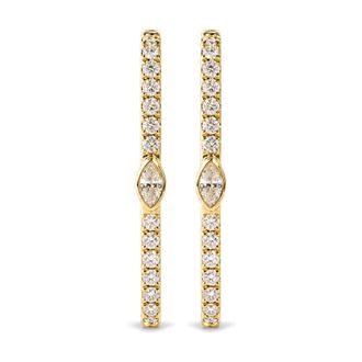 House of Brilliance 14K Yellow Gold 1/3 Cttw Marquise Diamond Rectangular Hoop Earrings