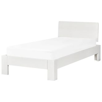 Beliani Cama Con Somier De Madera 90 X 200 Cm Con Cabecero Blanco Royan