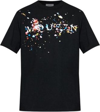 Alexander McQueen Confetti Logo T-shirt - Heren - T-shirts - Zwart - S - Katoen - Tops