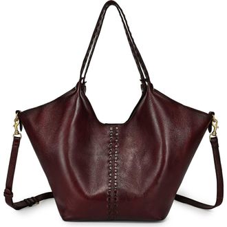 OLD TREND Wisteria Small Handwoven Leather Tote in Burgundy at Nordstrom
