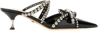 Mach & Mach 55mm Studded Leather Mules - Dames - Muiltjes - Zwart - 37 EU - Leer - Schoenen
