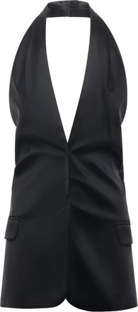 Genny halterneck flap-pocket top - Black