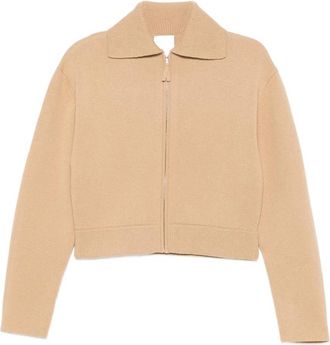 Allude Zip-up Ribbed-trim Cardigan