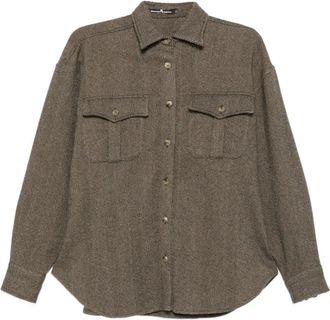 Ermanno Scervino Wool Silk Cashmere Shirt - Dames - Overhemden - Groen - 2XS - Wol - Overhemden