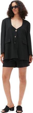 Ganni Oversized Drapey Melange Blazer Jacket in Black Size Small/Medium Womens